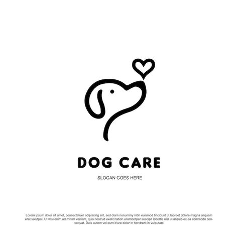 Simple minimal dog care logo design dog ... | Premium Vector #Freepik #vector #logo #food #business #heart Dog Care Logo, Dog Trainer Logo, Dog Food Logo, Dog Business Logo, Dog And Cat Logo, Dog Cat Logo, Dog Logos Ideas, Vet Logo, Sewing Business Logo