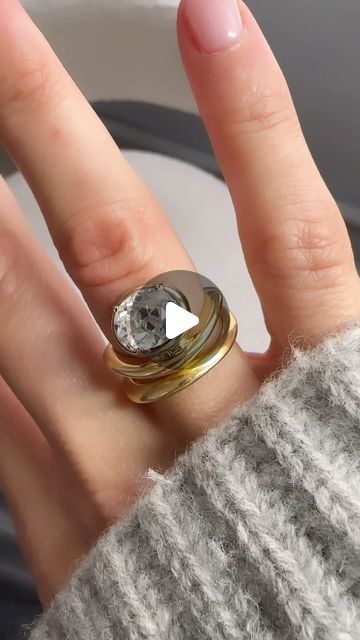 Arielle Ratner on Instagram: "When paired with the Perch Band, every Perch Diamond Ring can be worn 3 different ways. Which combo is your favorite? This ring features a 2.55 I SI chubby antique oval diamond set in both 18k white and yellow gold #arielleratner" Arielle Ratner, Diamond Set, Oval Diamond, Diamond Ring, Yellow Gold, Band, Canning, Ring, Yellow