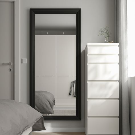 TOFTBYN Mirror, black, 29 1/2x65 " - IKEA Big Mirror In Bedroom, Full Length Mirror In Bedroom, Ikea Mirror, Floor Standing Mirror, Mirror On The Wall, Body Mirror, Hemnes, Length Mirror, Bedroom Mirror