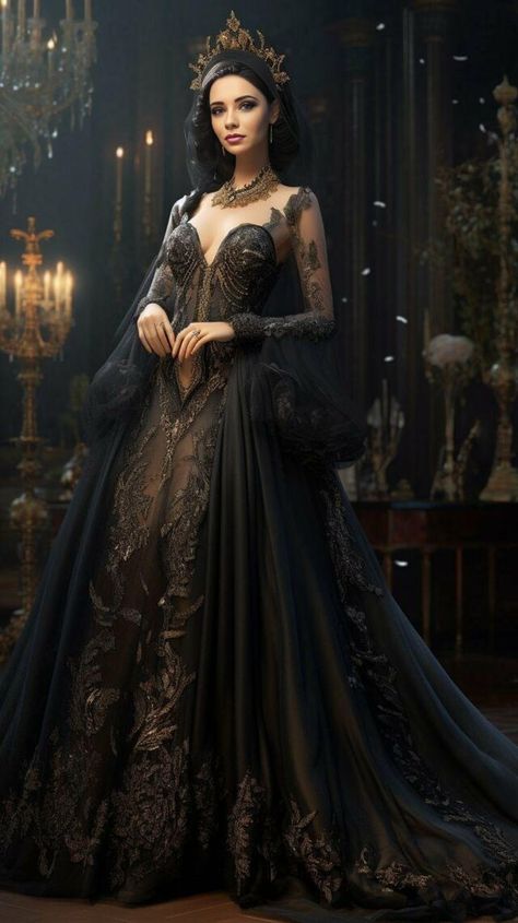 Gothic Princess, Fantasy Clothes, Dark Princess, Medieval Woman, Dark Queen, Beautiful Long Dresses, Fairytale Fantasies, Fantasy Dresses, Royal Dresses