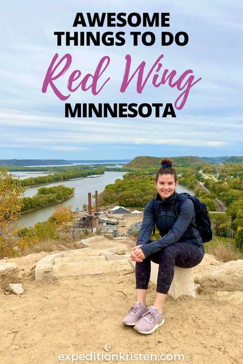 There are so many things to do in Red Wing, Minnesota. Spend a weekend exploring the great hikes, a brewery and winery, museums and a beautiful park along the Mississippi River! Red Wing, Minnesota is a great place for a mini-vacation. Expedition Kristen has all the tips on where to go and what to check out. Click here to read more! #redwing #minnesota #roadtrip #midwest #vacation #getaway Things To Do In Redwing Mn, Red Wing Mn Minnesota, Redwing Minnesota, Minnesota Hiking, Minnesota Fall, Minnesota Summer, Midwest Vacations, Red Wing Mn, Red Wing Minnesota