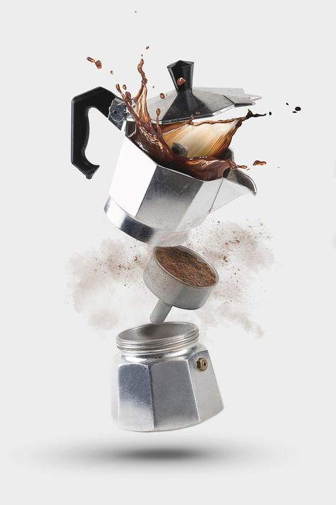 Italian Coffee Maker, Coffee Artwork, Container Bar, Coffee Tattoos, Making Coffee, Moka Pot, Real Coffee, Corner Design, Espresso Makers