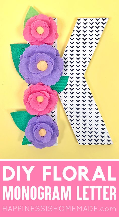 Floral Wooden Monogram Letters: Make these cute DIY Floral Wooden Monogram Letters for your next special occasion! Makes a wonderful baby shower or bridal shower decoration or gift idea! Homemade Letters, Diy Floral Monogram, Wooden Monogram Letters, Floral Monogram Letter, Bridal Shower Decoration, Diy Blanket Ladder, Awesome Crafts, Wooden Monogram, Diy Deco