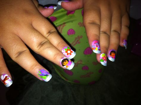 Awesome Dora nails! - nail art competition idea Dora Nails, Nail Art Competition, Nail Competition, Art Competition Ideas, Christmas Nail Art Designs, Really Cute Nails, Coffin Shape Nails, Art Competitions, Design Competitions