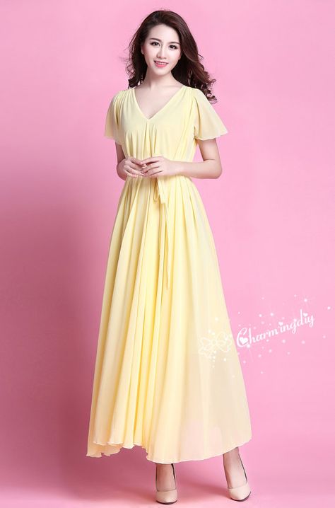 53 Colors Double Chiffon Yellow Long Party Short Sleeve Evening Wedding Maternity Lightweight Sundress Summer Beach Bridesmaid Maxi Skirt  Ask a question AU$76.48 Bridesmaid Maxi Skirt, Flower Dresses Outfit, Maternity Photo Dresses, Beach Bridesmaid, Long Flower Dress, Sundress Outfit, Latest Maxi Dresses, Yellow Sundress, Paris Dream