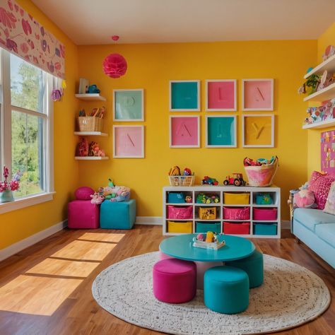 ⚠️LINK IN BIO⚠️ A vibrant children’s playroom filled with colorful decor, inventive storage options, and a playful theme to inspire creativity. #Playroom #Colorful #CreativeStorage #PlayfulTheme #Children Colorful Kids Playroom, Playroom Colorful, Family Compound, Colorful Playroom, Colorful Confetti, Creative Storage, Inspire Creativity, Kids Playroom, Colorful Decor