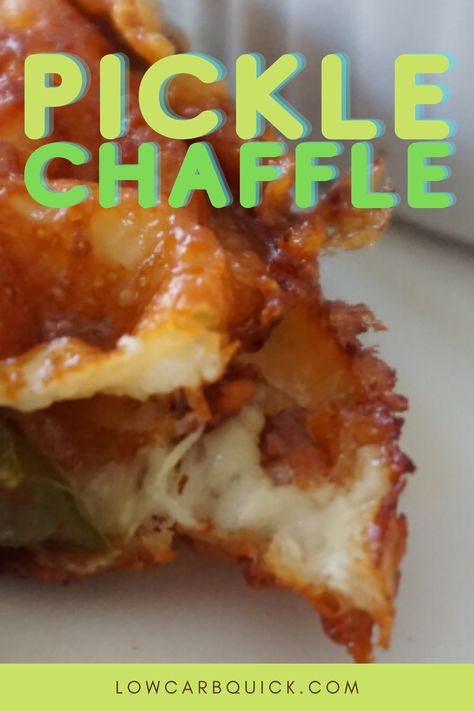 Pickle chaffle made in waffle maker Chaffle Fried Pickles, Keto Pickle Fries, Keto Fried Pickles With Cheese, Fried Pickle Chaffle, Cheesy Bacon Fried Pickles, Fried Pickle Chaffle Recipe, Cheesy Ranch Pickle Chips, Keto Fried Pickles Air Fryer, Pickle Chaffle Recipe