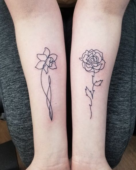 March Birth Flower Tattoo Small, Delicate Daffodil Tattoo, March Daffodil Tattoo, Birth Flower Tattoos March, Fine Line Daffodil Tattoo, March Tattoo Ideas, Tattoos Daffodil, March Birth Flower Tattoo Daffodils, Daffodil Tattoo Small