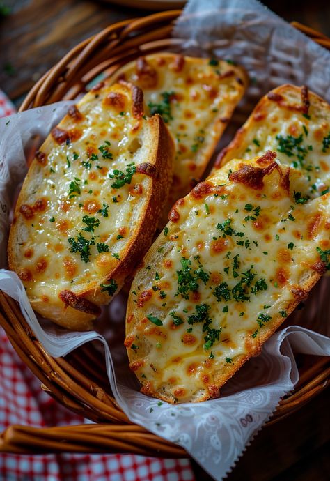 Learn How to Cook Cheesy Garlic Bread Recipe For Free | Recipes You'll Love, Made Easy! Sliced French Bread Recipe Ideas, Baked Cheese Bread, Gourmet Garlic Bread, Artisan Garlic Bread Recipes, Food Garlic Bread, Rustic Garlic Bread, Garlic Bread With Pasta, Garlic Brioche Bread, Fun Healthy Recipes Dinner