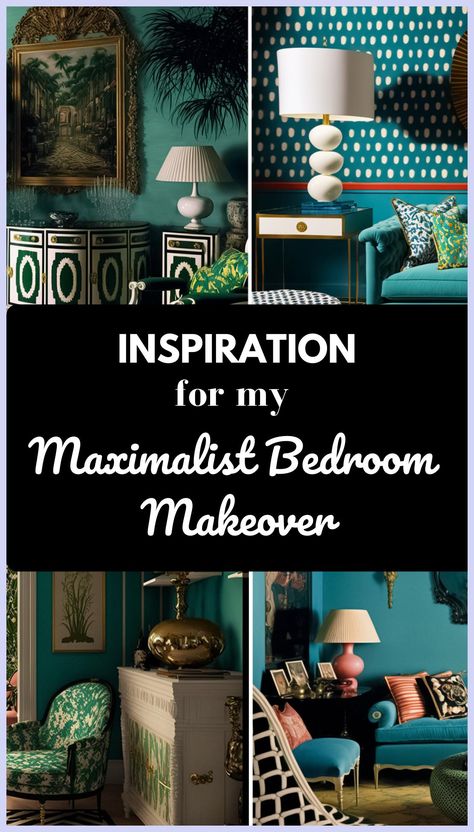 Maximalist Furniture Diy, Blue Maximalism, Bedroom Ideas Maximalist, Moody Maximalist Bedroom, Diy Maximalist Decor, Small Maximalist Bedroom, Dark Maximalist Bedroom, Maximalist Kitchen Ideas, Moody Maximalist Decor