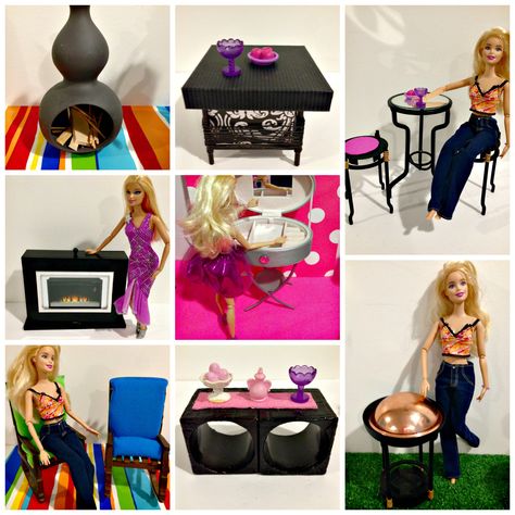 Barbie Accessories How To Make, Mini Recipes, Barbie House Furniture, Barbie Crafts, Upcycle Furniture, Diy Barbie House, Free Barbie, Barbie Ideas, Diy Dolls