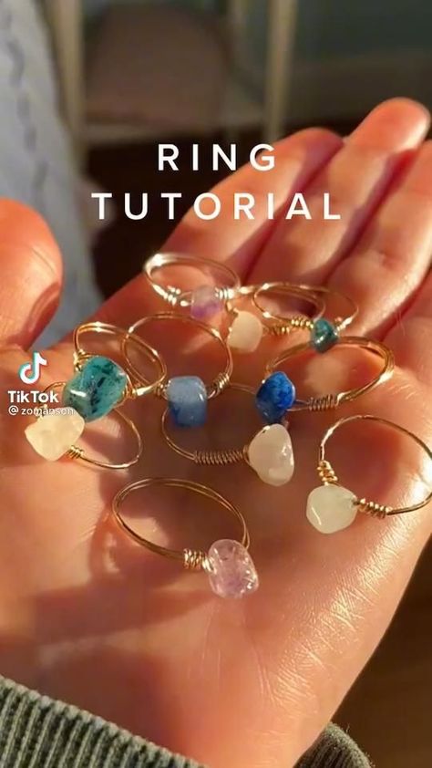 Small Business Crystal Jewelry, Small Glass Vials Crafts, Beads On Amazon, Crystal Gemstone Necklace, Easy Wire Jewelry Diy, Wire Wrapped Jewelry Tutorials Rings, Diy Crystal Rings Wire Jewelry, Crystal Rings Tutorial, Cristal Jewellery Diy