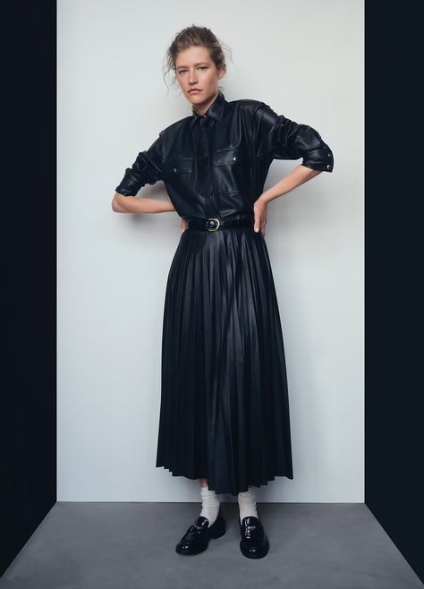 Fall 2023 Lookbook | J.Crew J Crew Fall, 2023 Lookbook, Denim Blazer Jacket, J Crew Collection, Leather Midi Skirt, Leather Pant, Denim Blazer, Cotton Poplin Shirt, Dropwaist Dress