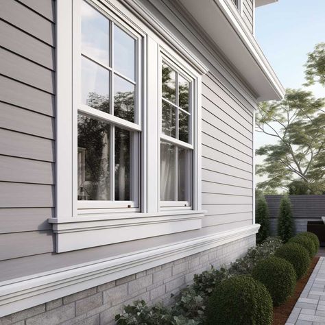 5+ Stunning Examples of Outside EPS Window Trim Enhancing Home Exteriors • 333+ Images • [ArtFacade] White Framed Windows Exterior, Window Framing Ideas Exterior, Exterior Millwork Ideas, Adding Trim To Exterior Windows, Wide Exterior Window Trim, Window Trim Ideas Exterior Curb Appeal, Modern Exterior Window Trim Ideas, Front Picture Window Ideas, Simple Exterior Window Trim