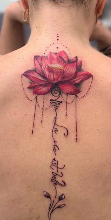 Lily Tattoo Meaning, Tatuaje Cover Up, Water Lily Tattoos, Lillies Tattoo, Lily Tattoo Design, Feminine Skull Tattoos, Flower Spine Tattoos, Lotus Tattoo Design, Back Of Neck Tattoo