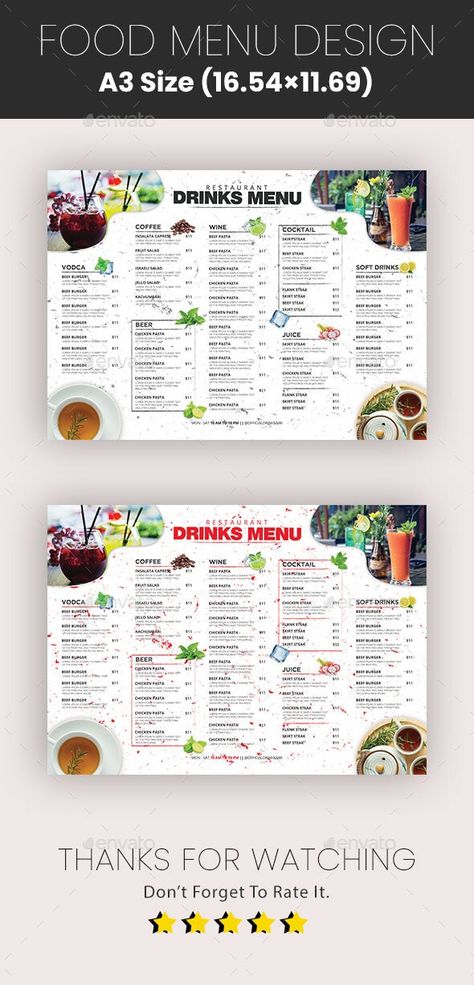 Alcoholic Drinks Menu, Drink Menu Design, Juice Menu, Creative Restaurant, Restaurant Drinks, Food Menu Template, Restaurant Menu Template, Stock Design, Food Menu Design