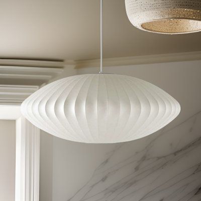 If your current lighting lacks brilliance, contemplate enhancing it with a luminous transformation. A pendant light, like the one presented here, offers a superb option to infuse a captivating touch of sophistication wherever it hangs. Material: Crafted from white silk; Socket Type: E27. | Brayden Studio Coleena 1 - Light Pendant Brown/White 16.0 x 16.0 in, Steel | C110202655 | Wayfair Canada Simple Chandelier Bedroom, White Glass Pendant Light, Japandi Light Fixtures, Muuto Pendant Light, Japandi Pendant Light, Nordic Light Fixtures, Kitchen Nook Lighting, Light Fixtures Kitchen Island, Material Finishes