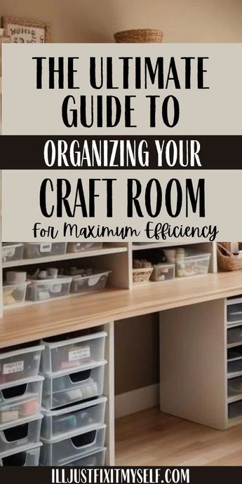 Discover the art of craft room organization with our comprehensive guide! From decluttering to maximizing space, unlock the secrets to a beautifully organized and efficient craft room. Get inspired with creative storage solutions and transform your space into a haven of streamlined creativity. #CraftRoomOrganization #CraftRoomIdeas #OrganizationTips Office Craft Room Storage, Office Art Studio Ideas, Art Organizers Storage, Small Craft Room Design Layout, Craft Room Counter, Shelving Ideas For Craft Room, Crafting Room Organization, Low Budget Craft Room, Craft Room Shelves Organization