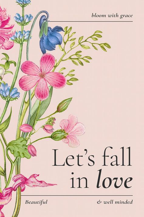 Free Illustration Images, Vintage Advertising Posters, Floral Texture, Love Quotes With Images, Wedding Posters, Aesthetic Template, Floral Poster, Vector Flowers, Romantic Flowers