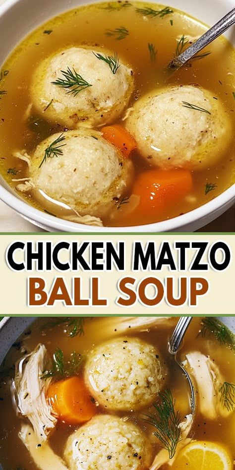 Chicken Matzo Ball Soup Ingredients: For the Chicken Soup: 2 Tbsp. extra-virgin olive oil 1 yellow onion, quartered 2 carrots, cut into 4-inch pieces 4 stalks celery 1 turnip 1 parsnip 1 whole chicken (2.5-3 lbs.) 6 cups (48 oz.) homemade chicken broth 4 sprigs fresh dill 4 sprigs fresh flat-leaf parsley Kosher salt Freshly ground black pepper For the Matzo Balls: 4 large eggs ½ cup chicken fat ½ cup seltzer water 1 cup matzo meal Kosher salt Freshly ground black pepper Chopped fresh dill Instant Pot Matzo Ball Soup, Traditional Matzo Ball Soup Recipe, Matza Ball Soup, Motzabal Soup Recipe, Mama Leones Chicken Soup, Motzabal Soup, Chicken Matzo Ball Soup Recipe, Matzah Ball Soup Recipe, Matzo Ball Soup Recipe