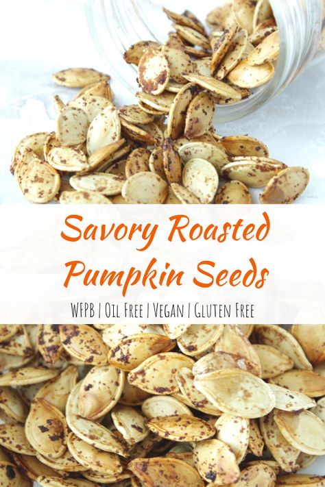 Savory Roasted Pumpkin Seeds Recipe - Simply Plant Based Kitchen Pumpkin Roasted Recipes, How To Dry Pumpkin Seeds, Pumpkin Seeds Recipe Roasted Savory, Pumpkin Seeds Recipe Savory, Cajun Pumpkin Seeds, Savory Roasted Pumpkin, Pumpkin Seed Recipes Baked, Baked Pumpkin Seeds, Oven Roasted Pumpkin Seeds