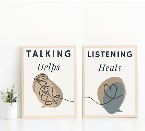 Talking Helps Printable Wall Art, Therapy Poster, Wall Art Quotes set of 2, Mental health, Therapy office decor, Psychology,Digital download by BeBraveBoutiqueStore on Etsy Psychology Office Design, Therapist Office Design, Counseling Decor, Counsellor Office, Psychology Clinic, Counselling Room, Psychology Office, Therapy Poster, Psychologist Office