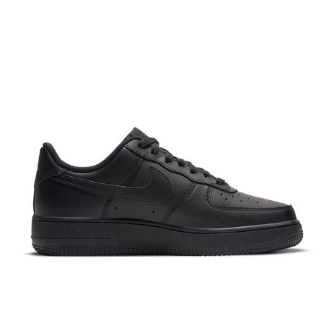 The Nike Air Force 1 '07 'Triple Black' offers a stylish and durable sneaker with traditional features and iconic branding. It is crafted with a low-cut silhouette, stitched overlays, a padded collar, breathable toe perforations, foam midsoles and Air cushioning. Additionally, the rubber outsole provides traction and durability for all-day wear. With its timeless design and sleek colorway, this is a must-have for any Nike Air Force 1 Lover. Air Force 1 Noir, Nike Air Force 1 07, Triple Black, Nike Air Force 1, Air Force 1, Nike Air Force, Low Cut, Air Force, Timeless Design