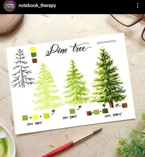 Marker Kunst, Tree Watercolor Painting, Seni Pastel, Learn Watercolor Painting, Learn Watercolor, Watercolor Paintings For Beginners, صفحات التلوين, Diy Watercolor Painting, Seni Cat Air