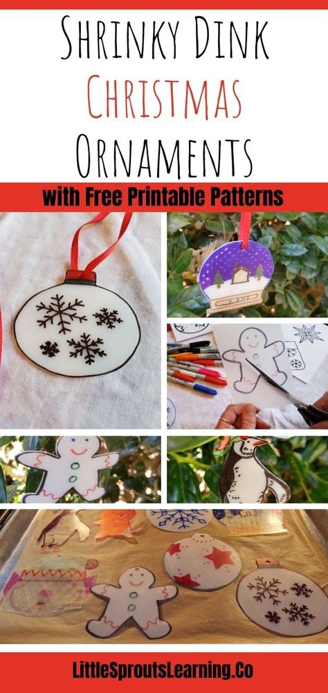 Shrink Art Christmas Ornaments, Christmas Shrinky Dink Ideas For Kids, Diy Shrinky Dink Ornaments, Shrinks Dink Christmas Ornaments, Shrink Dink Christmas Ornaments, Shrink Plastic Christmas Ornaments, Shrinks Dink Ornaments, Shrinky Dink Ornaments Kids, Shrinky Dink Ideas Christmas