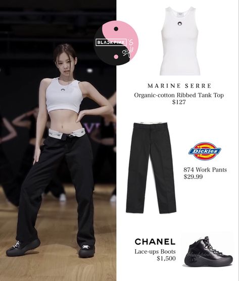 Jennie Dickies Pants, Jennie Fits, White Cargo Pants Outfit, Jennie Style, Female Clothes Outfits, 5sos Wallpaper, Rose Clothing, Girly Girl Outfits, Cargo Pants Outfit