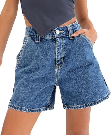 PRICES MAY VARY. Material: Polyester blend. Women summer jean shorts made by high quality fabric, lightweight denim shorts, skin-friendly, casual jean shorts for women, vintage distressed jean shorts, trendy streetwear. Features: High rise, slim fit, belt looped waist, zip and button fastening, non-stretch, high waist denim short pants, washed denim shorts. Summer hot shorts, frayed style, jean shorts with pockets, functional and all-matched. Style: Womens bermuda jean shorts, mid waisted, denim Old Money Denim Shorts, Casual Summer Day Outfit, Shorts 2024 Trends, Cute Summer Bottoms, Short Jorts, Y2k Jean Shorts, Shorts Mid Length, Jean Shorts High Waisted, Casual Denim Shorts