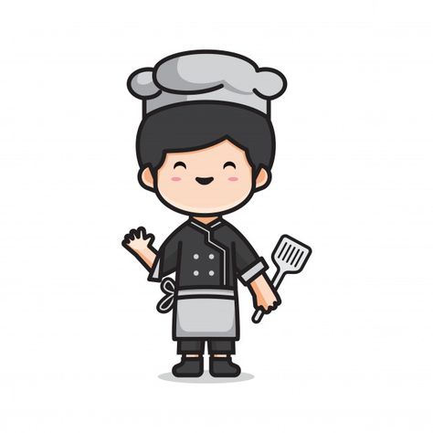 Chef Drawing Easy, Cute Chef Illustration, Chef Art Drawing, Cute Chef Cartoon, Chef Doodle, Chef Sketch, Chef Drawing, Spongebob Time Cards, Chef Vector