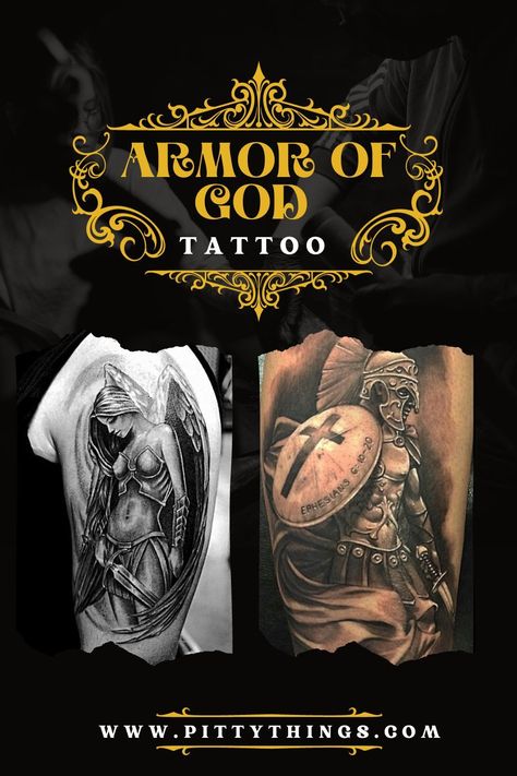 Armor of God Tattoo Ideas Armor Of God Tattoo For Men Forearm, Light Of God Tattoo, Full Armor Of God Woman Tattoo, Biblical Warrior Tattoo, Helmet Of Salvation Tattoo, Gods Protection Tattoos, Armour Of God Tattoo For Women, Armor Of God Tattoos For Guys, Gods Warrior Tattoo