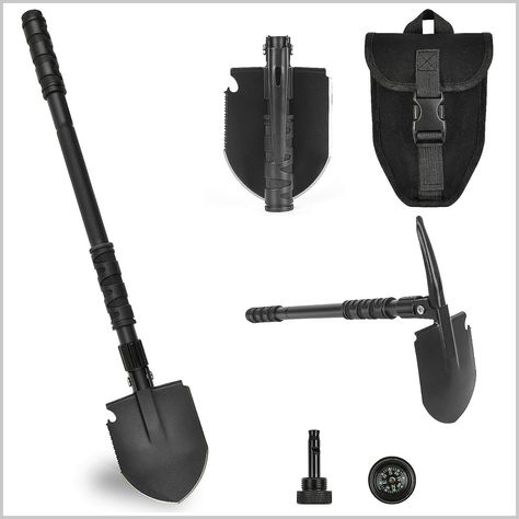 FullLit Folding Shovel, Camping Digging Shovel, Survival Multitool, with Pickaxe, Lightweight Portable Spade for Hiking, Camp Tactical Shovel, Entrenching Tool, Tool Backpack, Tool Pouch, Cover Model, Outdoor Survival, Car Camping, Small Cars, Fishing Gear