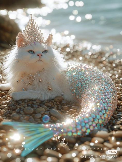 Mermaid Cat, Mermaid Art, A Mermaid, Cute Creatures, Mermaid Tail, Pretty Cats, Beautiful Cats, 귀여운 동물, Cat Photo