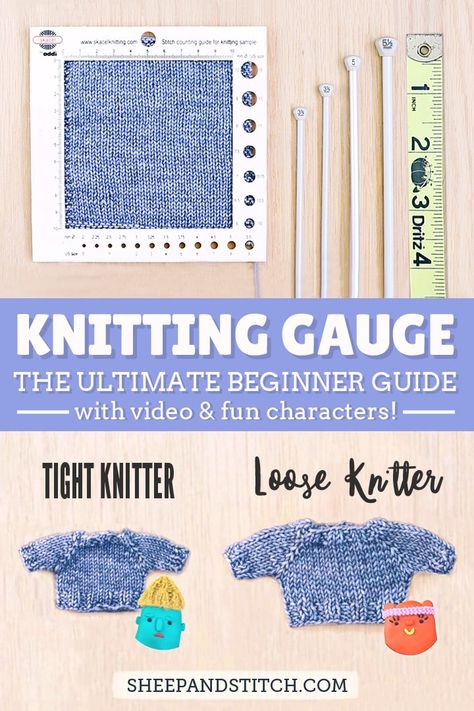 If you're confused about knitting gauge, then this detailed guide is for you! Learn the ins and outs of knitting gauge with this knitting tutorial and finally knit things that fit! #sheepandstitch #knitting #knittingtutorial #knittinggauge Best Knitting Patterns, Knitting Lessons, Yarn Tutorials, Knitting Hacks, Knitting Tips, Knitting Gauge, Knitting Instructions, Learn How To Knit, Knitting Supplies