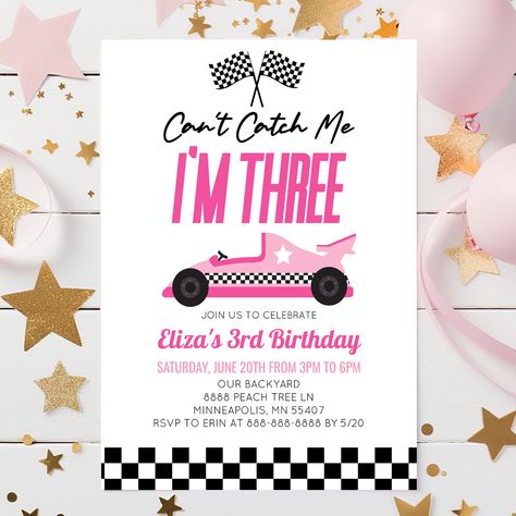 4 Birthday Party Theme, Fourth Birthday Party Themes, Pink Car Birthday Party, Forth Birthday Themes, Kids 4th Birthday Party Ideas, Girl Fourth Birthday Party Theme, 4 Birthday Theme Girl, 4th Bday Party Girl Theme, Need Four Speed Birthday Theme Girl