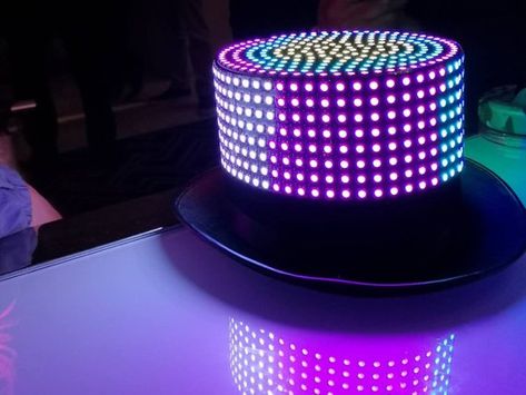 LED Matrix Top Hat Matrix Top, Sparkly Background, Led Hat, Led Costume, Rave Outfits Edc, Led Matrix, Black Top Hat, Access Point, Chain Top