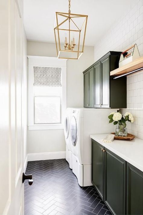 White Laundry Rooms, Green Laundry, Modern Laundry, Laundry Room Flooring, White Laundry, Mudroom Laundry Room, Laundry Room Renovation, Laundry Room Cabinets, Laundry Room Remodel