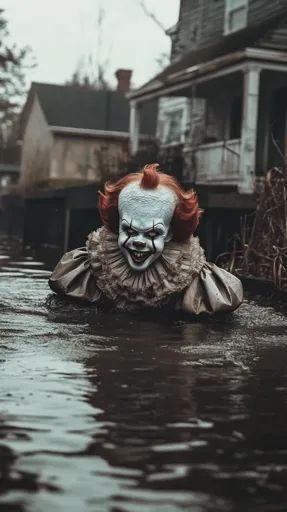 ↑↑↑ Larger size on website 🔸 The image shows Pennywise the Dancing Clown from the movie "IT," submerged in murky water. His white Halloween Wallpaper Pennywise, Clown From It, Scary Clown Movie, Horror Movie Scenes, The Movie It, Murky Water, Bill Skarsgard Pennywise, Creepy Circus, Clown Pics