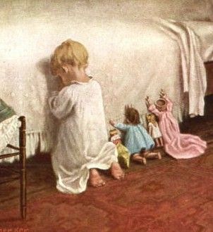 ~ "Now I Lay Me Down To Sleep" ~ (Bedtime Prayers) Children Praying, Bedtime Prayer, Retro Baby, Children Playing, Foto Vintage, Catholic Art, Jesus Pictures, Childrens Illustrations, Childrens Art