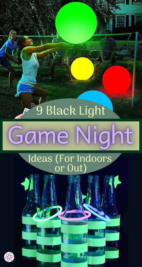 Teenage Backyard Party Ideas, Night Time Party Ideas, Things To Do At A Glow Party, Glow In The Dark Balloons Diy, Glow In The Dark Party Ideas Games, Glow Parties Ideas, Glow In The Dark Camping Ideas, Glow Party Outdoor, Games For Neon Party