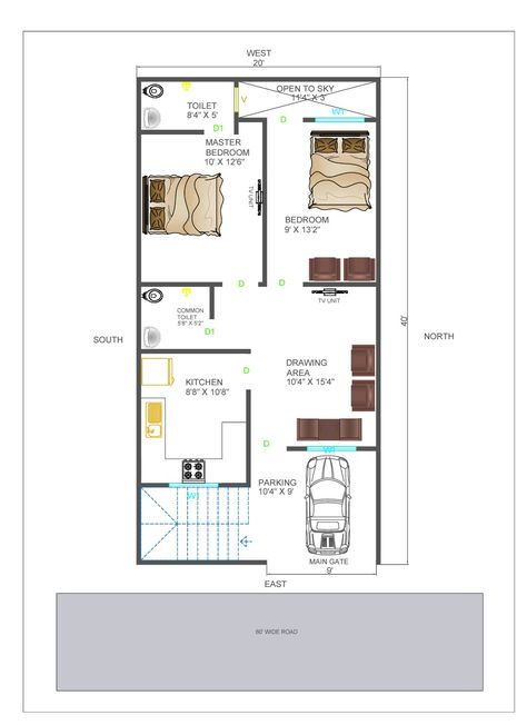 30x48 House Plans, 20×70 House Plan, 40×20 House Plans, 18x35 House Plan, 22x44 House Plan, 20x45 House Plans 2bhk, 22x40 House Plans 2bhk, 20 40 House Plans East Facing, House Plan 20'x40'