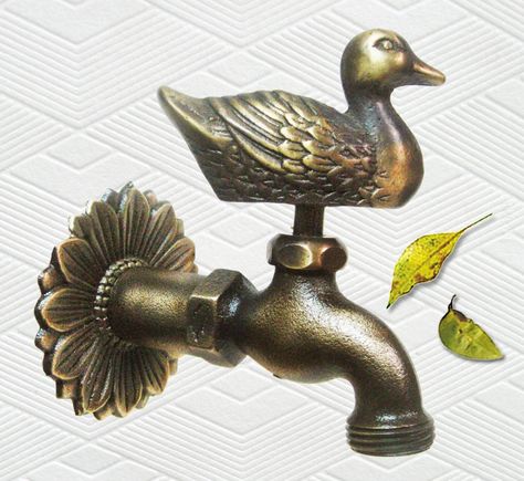 PRICES MAY VARY. Material : BRASS Made in Taiwan / Nice quality / Antique bronze finish. Size of faucet: 5" inches L The specification of this brass faucet fits for 3/4" inches standard water pipe. Great idea for a garden home gift Brand-new, Never used. Outdoor Faucet Ideas, Duck Garden, Austin House, Hippie House, Outdoor Greenhouse, Wall Faucet, Fairy Cottage, Future Garden, Whimsical Home