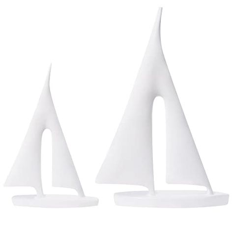 Saysmile Modern Sculptures Home Decor, Sailboat Decor Ornament, Boat Decorations Statue Decor, Art Sculptures and Statues, Sailboat Gifts Home Office Bathroom Shelf Decor (White-2 Pack) Sailboat Sculpture, Sailboat Decor, Black And Gold Theme, Statue Decor, Bathroom Shelf Decor, Small Sailboats, Nautical Crafts, Boat Decor, Nautical Party