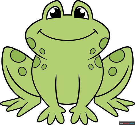 Learn to draw an easy cartoon frog. This step-by-step tutorial makes it easy. Kids and beginners alike can now draw a great looking easy cartoon frog. Frog Cartoon Images, Frog Doodle, Frogs For Kids, Frog Painting, Easy Cartoon, Drawing Legs, Easy Animal Drawings, Frog Pictures, Frog Drawing