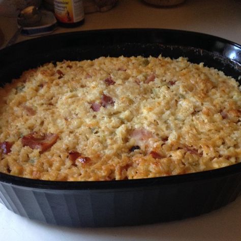 Rice and Ham Casserole Ham Perlow Rice, Ham And Rice Recipes, Ham Leftovers Recipes, Ham And Rice, Ham Rice, Ham And Rice Casserole, Pork Broccoli, Ham Ideas, Broccoli And Rice Casserole