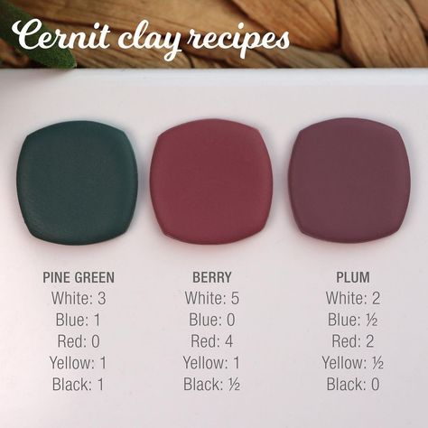 For the Cernit polymer clay lovers - 10 freebie colour recipes! The lovely Liz at @clayrepository sent me some Cernit Number One to have a… | Instagram Fimo Colour Mixing Chart, Polymer Clay Colour Palette, Premo Clay Recipes, Maroon Clay Recipe, Polymer Clay Recipe Color, Premo Color Recipes Free, Polymer Clay Color Combinations, Polymer Clay Christmas Color Recipes, Clay Colour Recipe