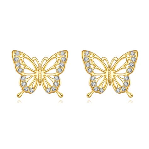 PRICES MAY VARY. 【Design】：The butterfly is a “flying flower” symbol of luck, love, and good luck. Butterflies are also loyalists' representatives because they have only one partner in their life. ""I love you to the moon and back"". This gold butterfly earring is a great choice to express your deep love for your lover, friends, and family. 【Material 】：The 14K gold butterfly earring was made of 58.5% pure gold (14k real gold), hypoallergenic, non-nickel, and contained no allergic materials. The y Honey Bee Jewelry, Flower Symbol, Butterfly Earring, Flying Flowers, Butterfly Earrings Gold, Bee Studs, Butterfly Stud Earrings, Gifts For Girlfriend, Birthday Jewelry