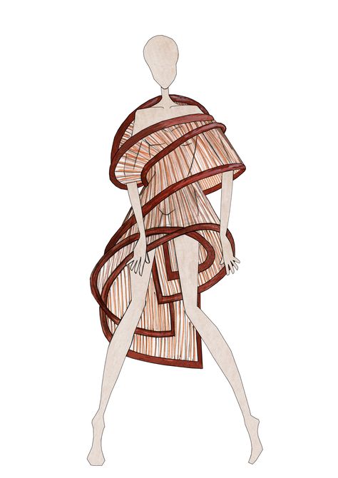 Architecture-inspired clothing design by Anna Kabashna Costume Design Fashion, Croquis, Figurine, Architecture Fashion Inspiration, Fashion Inspired By Architecture, Architecture Inspired Fashion, Architecture Fashion Design, Wire Fashion, Wearable Architecture